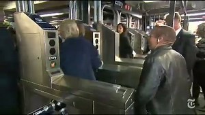 Clinton Takes the Subway