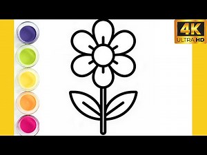 How to draw a flower Drawing easy || Colouring flower drawing with colour || Flower pat Drawing.