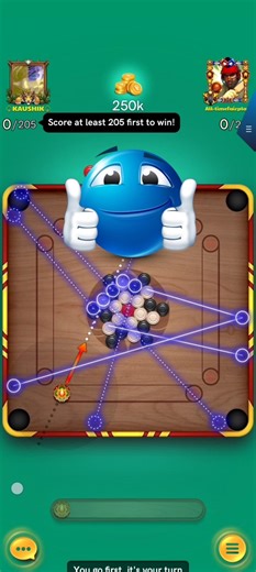 😍 250k Smooth Gameplay 😶‍🌫️ #bitAim Carrom pool #kaushikcarromyt Kaushik Carrom YT