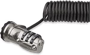 StarTech.com 6ft (1.8m) Self-Coiling Laptop Cable Lock - Portable 3-Digit Combination Security Cable Lock for K-Slot Laptop/Computer/Desktop/Device - Coiled Anti-Theft Steel Cable Lock, TAA