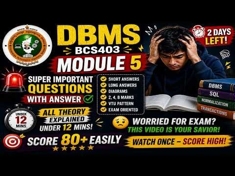🚨 DBMS Module 5 | Super Important Q&A | Score 80+ Easily | BCS403 | VTU 2022 #sporifiilearn