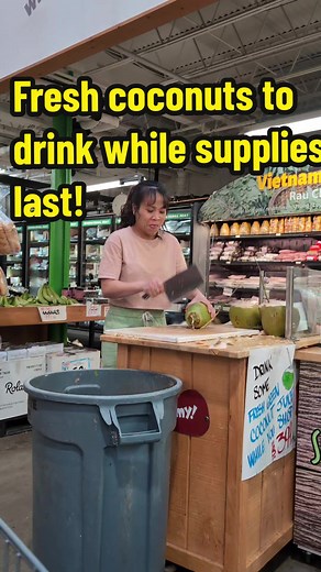 Lucia runs international produce and is the coolest! Come try a fresh coconut! #junglejims #junglejimsinternationalmarket #coconut