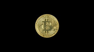 Logo Bitcoin gold 3d animation on Transparent Background