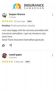 For more than 3 years now, Insurance Samadhan has been bringing smile on aggrieved policyholders' faces. Nothing beats the feeling of helping the people who have lost their hard-earned money and have been denied their genuine claims. It gives us immense satisfaction to share the reviews and feedbacks of our clients. Our customers are our Pride. If you have been a victim of insurance grievance, you can reach out to us. 📞:844-844-0626 ✉: corporate@insurancesamadhan.com | Insurance Samadhan
