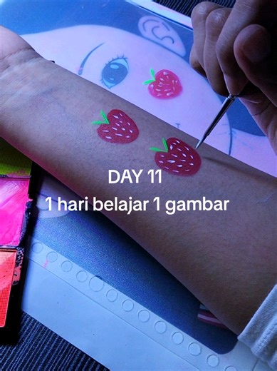 first time bikin gambar buah 🍓✨ #facepainting #belajarfacepainting #facepaintingpemula #facepaintingjakarta #fyp