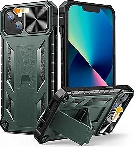 SOiOS for iPhone 16e Case 2025: iPhone 13 iPhone14 Cover with Kickstand | Shockproof Military Grade Protective Cell Phone Case | TPU Durable Rugged Bumper Textured Matte Hybrid Design