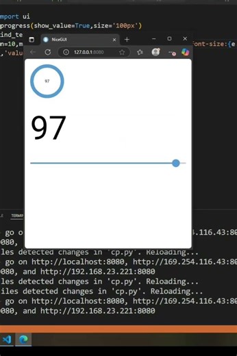 nicegui | label, circular_progress and slider | CodeLearning