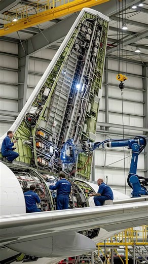 Unlocking Flight: Witness the intricate #AircraftManufacturing #Robots #Aviation #shorts #tech