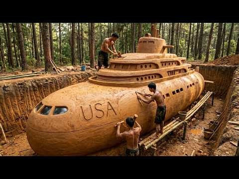 Dig To Build Three Story Boat Villa House & Water Slide Swimming Pool