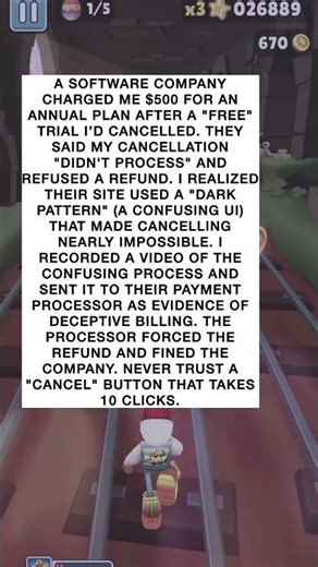 I got a $500 refund by exposing a "Dark Pattern" scam!💳🕵️‍♂️#shorts #money #reddit #sarcasm #jokes