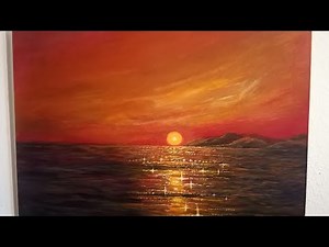 Beim Malen 🔴Live🔴 Sonnenuntergang am Meer malen mit Acryl auf Leinwand