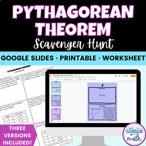 Pythagorean Theorem Digital and Printable Scavenger Hunt and Worksheet