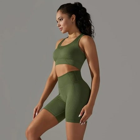 2 Pieces Fitness Racerback Bra Top Shorts Crop Yoga Suit Women Gym Vest Short Suit Workout Clothing Set Female Push Up Sportwear - Walmart.ca