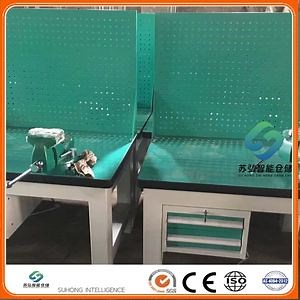 Construction Materials Workbench with Shelves and Drawers Multi-Function Workstation for Storage and Tasks