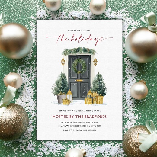 Christmas Housewarming Invitation: Editable Holiday New Home Party (5x7 Canva Template) - Etsy