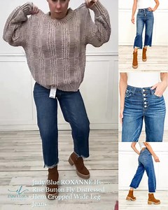 25 reactions · 4 comments |  New Arrival Alert! Step into comfort and style with the Judy Blue Roxanne Jeans! The perfect combo of high-rise, button fly, and a distressed hem.  These cropped wide-leg jeans are everything you need to elevate your casual look. Don’t wait – these are flying off the shelves! ⏳ | Emma Lous Boutique | Facebook