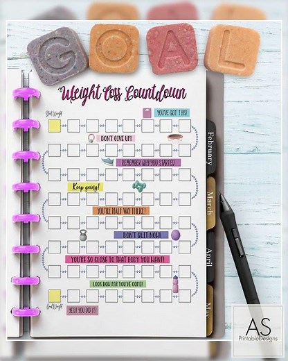 Weight Loss Tracker Printable, Countdown Chart