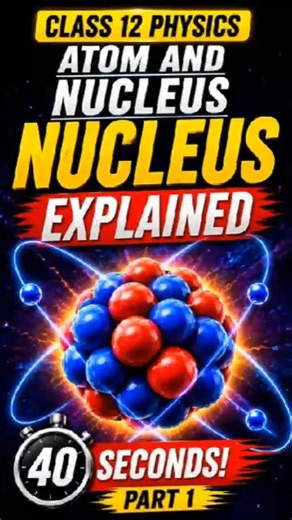 Class 12 Physics: Atom and nucles Nucleus Explained in 40 Seconds 🚀