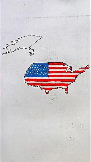 Draw Flag Map of Alaska of USA 🇺🇸 #alaska #usa