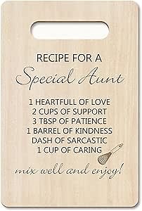 Kitchen Sign - 'Recipe for a Special Aunt' Wall Decor, Brown & White, 7.9 x 11.8 inches, Wood, Country Rustic Style, Love Theme, Indoor Decor & Gifts
