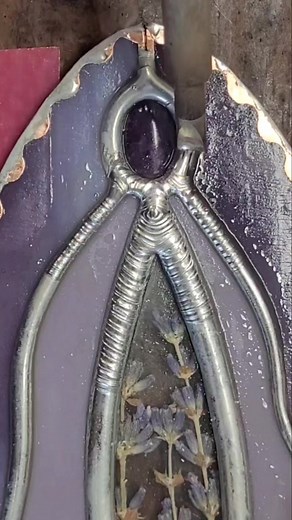 amethyst & lavender 💜 I'm using a Hakko FX-888D temp control soldering station with Nokorode paste flux and 60/40 Amerway Sapphire solder. This is sped up A LOT but the trick is to start with room temperature glass and go slow with the solder ... #stainedglass #SunCatcher #soldering | The Art of Brittany McQuay - aredphoxx