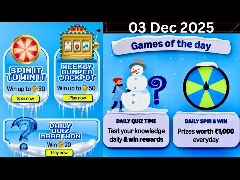 Amazon Daily Quiz Answer Today | Amazon Daily Quiz Time | Amazon Daily Spin & Win | Games of the day