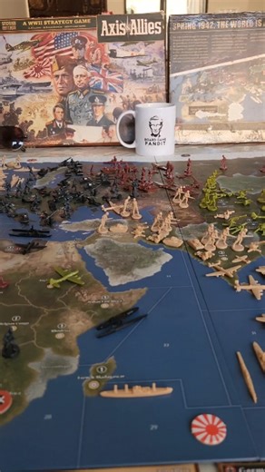Board Game Pandit 🎲 on Instagram: "Axis & Allies Part 1 ✈️🪖 Command the forces of history’s greatest conflict in this grand strategy wargame of World War II. Take control of nations, plan invasions, move fleets, and wage battles across land, sea, and air. Every decision shapes the course of global domination — will you change history or repeat it? 🤺 2–5 ⏳️ 2–6 hrs 🧓 12+ 🧠 Larry Harris 🎨 Craig Zipse & Others 📘 Publisher: Avalon Hill / Hasbro #tabletopgames #boardgame #boardgamenight #strat