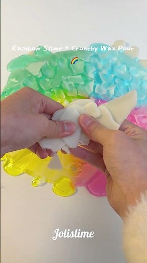 Crunchy Wax Poured Over Rainbow Slime: Ultra Colorful & Satisfying ASMR Video
