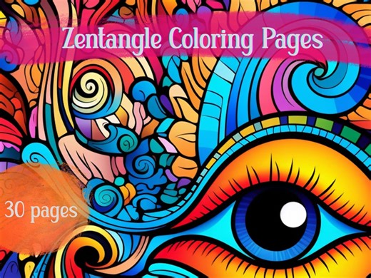 Zentangle Coloring Pages | Printable Adult Coloring Book | Intricate Pattern Designs | Stress Relief Art | Mindful Coloring Pages | 30 Pages - Etsy