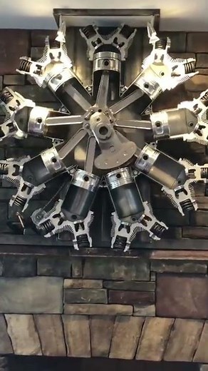 Airplane radial engine cutaway wall art