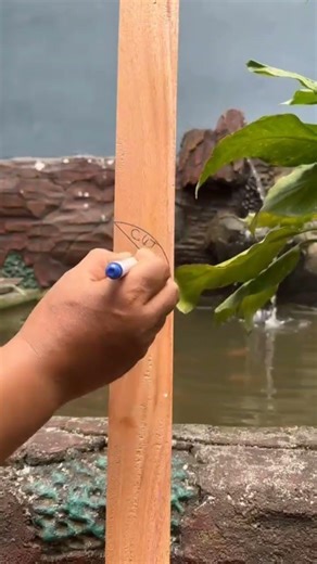 Line technique using thread on wood #woodworking #carpenter #tricks #diy