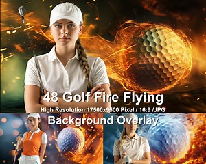 48 Golf Fire & Flight Photo Overlays: Dynamic Sports Backdrops (digital Download) - Etsy