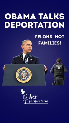 Lex Pacificatoria Podcast on Instagram: "Can we talk about ICE deportations? 👮‍♂️🧊🇺🇸 In this speech, Obama drew a line in the sand when it came to deportations: felons, not families. Although it's not a perfect fix to the subject of illegal immigration, it seems more aligned with American values. He also acknowledged that immigration has become a modern wedge issue. Too often, politicians seem more interested in stirring emotion than actually fixing the problem. Now, as ICE deportations ramp