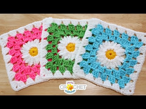 Daisy Granny Square (6.5" Motif) Crochet Pattern & Tutorial