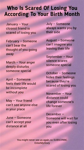 Who Is Scared Of Losing You? 😱 According To Your Birth Month!