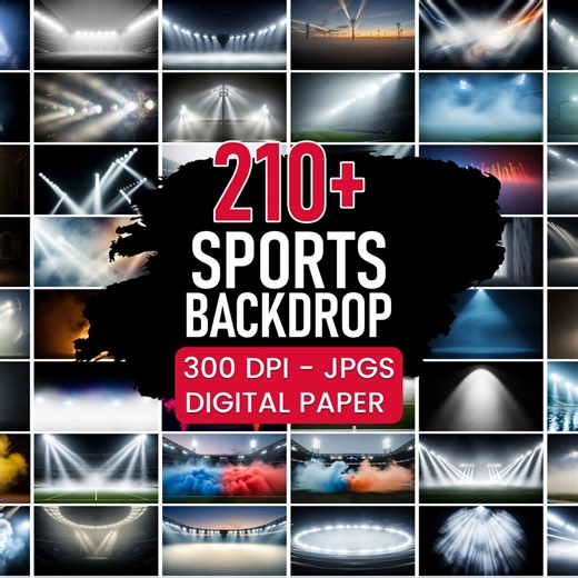 210  Sports Backdrop Backgrounds Bundle | Stadium Lights Fog Spotlight | Portrait & Landscape Sports Digital Backgrounds JPG - Etsy