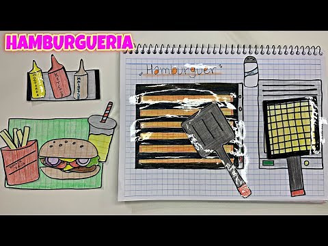 PAPER DIY ✏️ COMO FAZER HAMBURGUERIA | Making paper burger