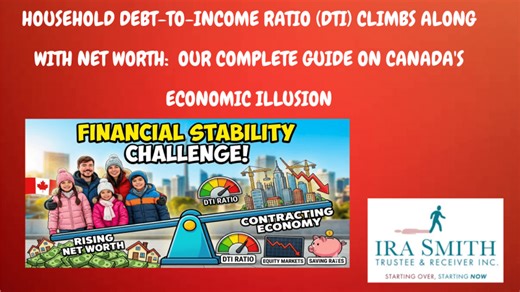 HOUSEHOLD DEBT-TO-INCOME RATIO (DTI) CLIMBS ALONG WITH NET WORTH : OUR COMPLETE GUIDE ON CANADA S ECONOMIC ILLUSION - Ira SmithTrustee Receiver Inc. - Brandon s Blog | Ira Smith