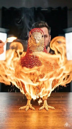 Watch This Matchstick Pigeon BURST Into Flames 🔥🕊️ (Satisfying AI Fire Art) #satisfying #burning