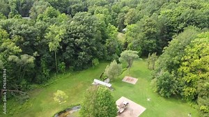 Drone aerial footage fremont michigan park in nature