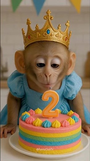 عيد ميلاد القرد|قرد كيوت|قرد مشاكس|قرد صغير|اجمل قرد|قرد يأكل حلوه 🎂🍰