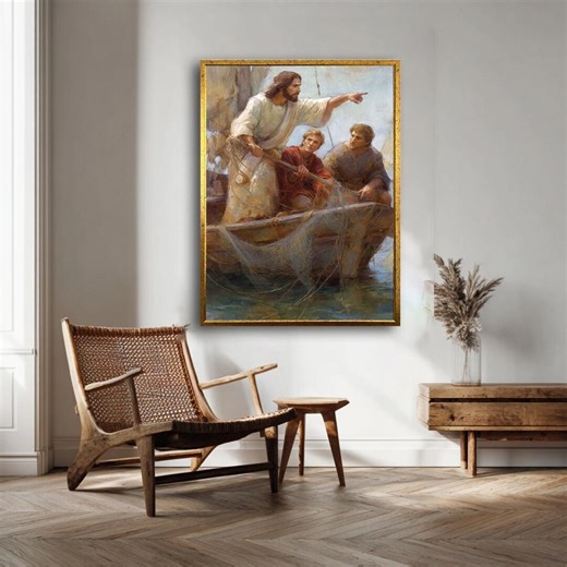 Jesus Calling Disciples Canvas Print, Biblical Boat Scene Painting, Religious Home Decor - Etsy UK