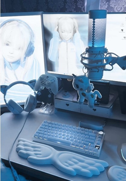 My Blue Gaming Setup: Aesthetic and Cozy