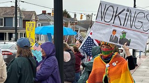 Hands Off: Lancaster residents joined in on nationwide protests on Saturday