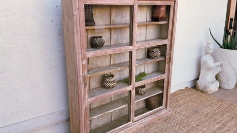 Antique Tall & Slim Farmhouse Display Cabinet - Etsy