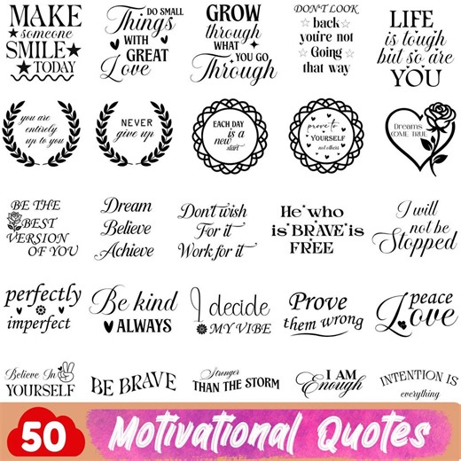 Motivational Quotes SVG Bundle, Self Love,faith,kind, Positive Affirmation, Inspirational Clipart, Cute Inspirational Svg, Positivity Bundle - Etsy