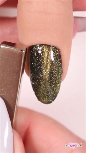 Gold galaxy nail art using magnetic polish! 🧲 #nailart #nailinspo | cutepolish