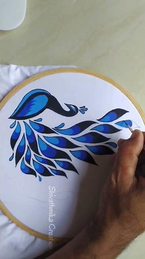 Easy Free Hand Fabric Painting Tutorial, Fabric Painting Peacock Design, Fabric Painting on Frock