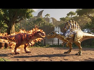 Lava Mini T-Rex vs Golden Thunder Spinosaurus Epic Dinosaur Clash in Jurassic World Monster Battle !