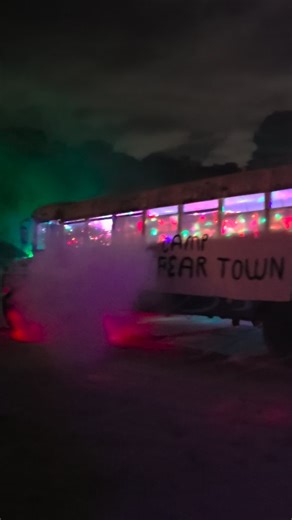 Load on the bus and head to Camp FrontFear Town..if you dare. Only 2 nights left to walk the trail, Friday October 24 and 31, 7pm-10pm. | Sun Outdoors Frontier Town